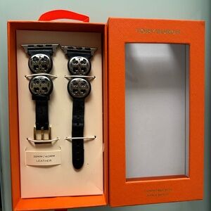 Tory Burch Black Leather Watch Strap